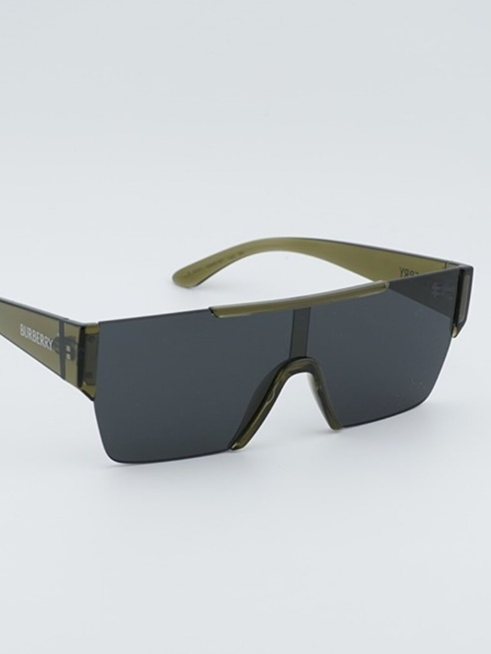 Burberry BE4291 42687 Sunglasses Green Shield Frame, Grey Lenses